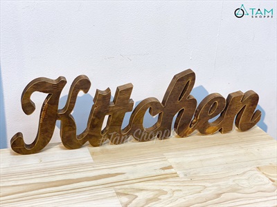 Chữ gỗ Kitchen màu nâu đen Rustic [Tự đứng - 15x53cm] CHUGO-10