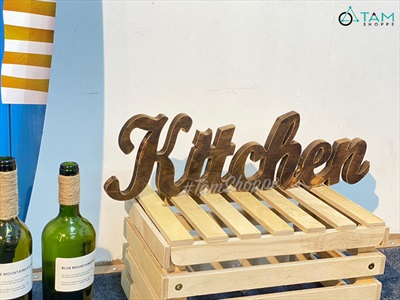 Chữ gỗ Kitchen màu nâu đen Rustic [Tự đứng - 15x53cm] CHUGO-10