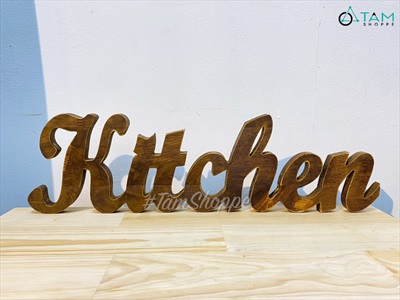 Chữ gỗ Kitchen màu nâu đen Rustic [Tự đứng - 15x53cm] CHUGO-10