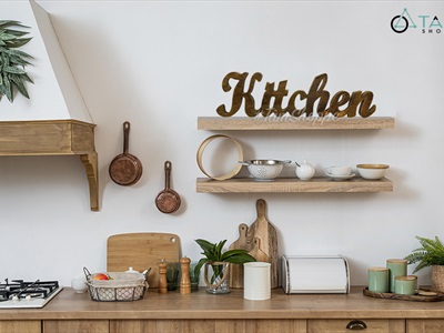 Chữ gỗ Kitchen màu nâu đen Rustic [Tự đứng - 15x53cm] CHUGO-10
