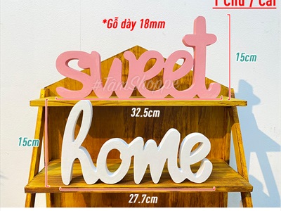 Chữ gỗ Sweet - Home nét thường cao 15cm CHUGO-05
