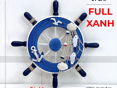Bánh lái tàu trang trí đường kính 22,5cm [Gỗ ép - nhiều kiểu] BANHLAI-01