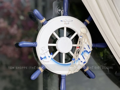 Bánh lái tàu trang trí đường kính 32,5cm [Gỗ ép - nhiều kiểu] BANHLAI-02