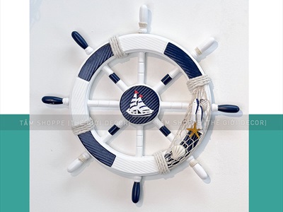 Bánh lái tàu trang trí đường kính 45cm [Gỗ ép - nhiều kiểu] BANHLAI-03