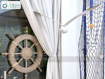 Bánh lái tàu trang trí đường kính 62cm [Gỗ ép - nhiều kiểu] BANHLAI-04