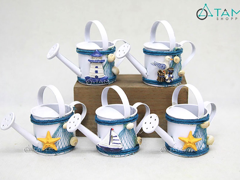 Bình tưới cây mini chủ đề biển màu trắng [handmade - 4 kiểu] BINHTUOI-01