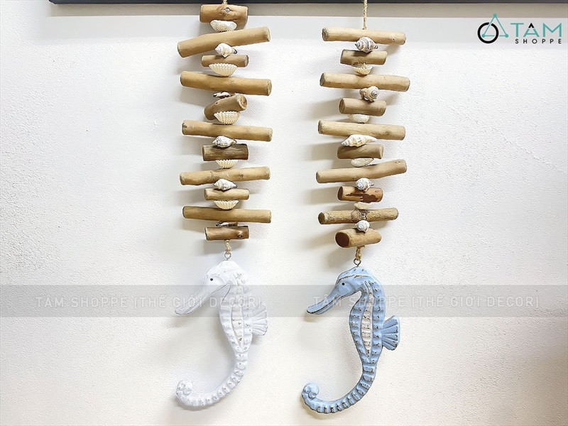 Dây treo cá ngựa xương gỗ dài [Thủ công - Giả cổ] DTR-BIEN-09