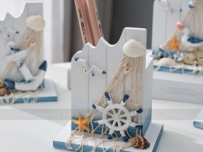 Hộp cắm bút chủ đề biển vách sóng [4 kiểu - handmade] CAMBUT-02