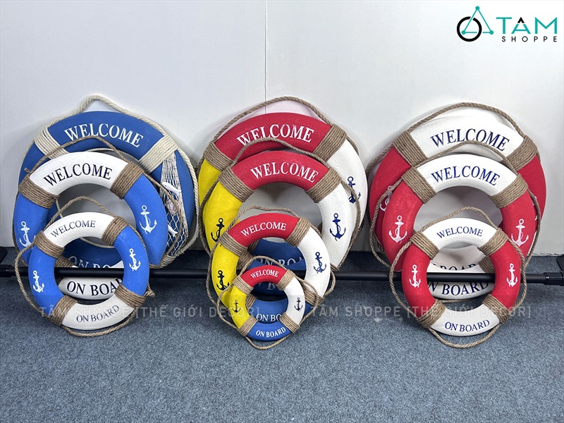 Phao cứu sinh decor chữ welcome kiểu color [3 kiểu - nhiều size] PHAOCUUSINH-02