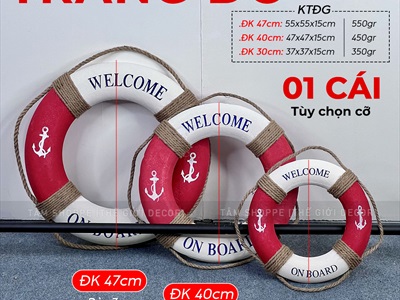 Phao cứu sinh decor chữ welcome kiểu color [3 kiểu - nhiều size] PHAOCUUSINH-02