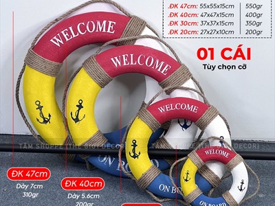 Phao cứu sinh decor chữ welcome kiểu color [3 kiểu - nhiều size] PHAOCUUSINH-02