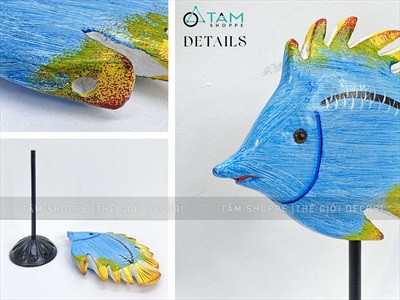 Standee cá gỗ decor để bàn đế cao [Thủ công - Nhiều kiểu] STANDEE-BIEN-01