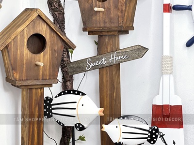 Standee cá gỗ decor để bàn đế cao [Thủ công - Nhiều kiểu] STANDEE-BIEN-01