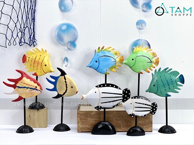 Standee cá gỗ decor để bàn đế cao [Thủ công - Nhiều kiểu] STANDEE-BIEN-01