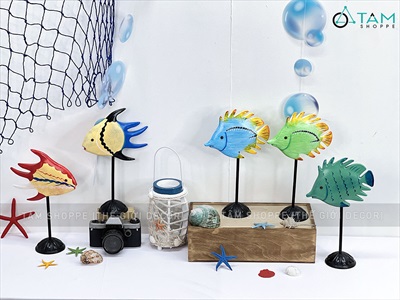 Standee cá gỗ decor để bàn đế cao [Thủ công - Nhiều kiểu] STANDEE-BIEN-01