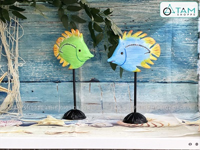 Standee cá gỗ decor để bàn đế cao [Thủ công - Nhiều kiểu] STANDEE-BIEN-01