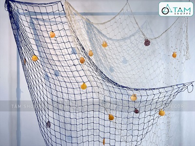 Tấm lưới đánh cá trang trí chủ đề biển [Đính vỏ sò - Nhiều cỡ] LUOICA-01