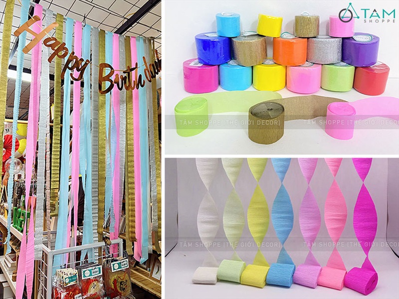 Cuộn giấy nhún nhiều màu handmade decor tiệc PK-GIAY-02