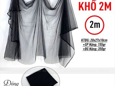 Vải mùng đen trơn khổ 2m (bán theo 1 mét tới) PK-VAI-06