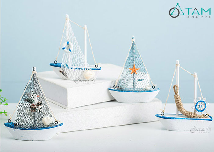 Mô hình gỗ thuyền buồm thương gia bốn buồm  Mô hình liti
